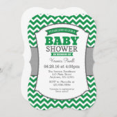 Green Grey Chevron Baby shower Kaart (Voorkant / Achterkant)