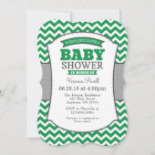 Green Grey Chevron Baby shower Kaart (Voorkant)