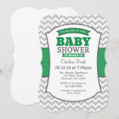 Green Grey Chevron Baby shower Kaart (Voorkant / Achterkant)