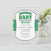 Green Grey Chevron Baby shower Kaart (Staand voorkant)