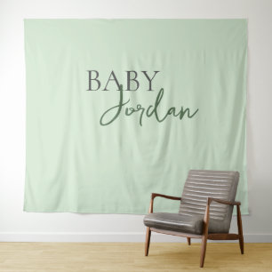 Green Grey Custom, achternaam Baby shower Wandkleed