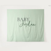 Green Grey Custom, achternaam Baby shower Wandkleed (Voorkant (horizontaal))