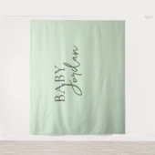 Green Grey Custom, achternaam Baby shower Wandkleed (Voorkant)
