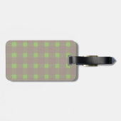 Green Grey Gingham Personalized Bagagelabel (Achterkant horizontaal)