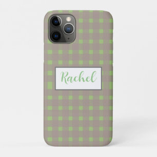 Green Grey Gingham Personalized Case-Mate iPhone Case
