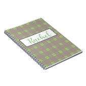 Green Grey Gingham Personalized Notitieboek (Rechterzijde)