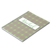 Green Grey Gingham Personalized Notitieboek (Linkerzijde)