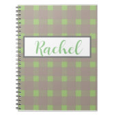 Green Grey Gingham Personalized Notitieboek (Voorkant)