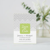 Green Grey Ombre Chevron Wedding Save the Date Ann Aankondigingskaart (Staand voorkant)
