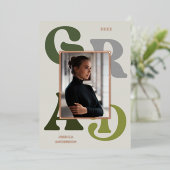 Green Grey Retro Typografie Foto 2022 Afstuderen Folie Uitnodiging (Staand Voorkant)