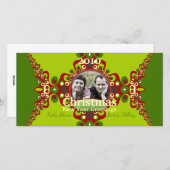 Green Groovy Kerstfeestdag Fotocard sjabloon (Voorkant / Achterkant)