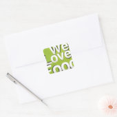 Green Grub Club: We Heart Food Design Vierkante Sticker (Envelop)
