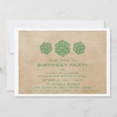 Green Grunge D20 Dice Gamer Birthday Party Invite Kaart (Voorkant)
