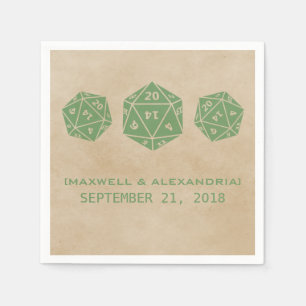Green Grunge D20 Dice Gamer Paper Napkins Servet
