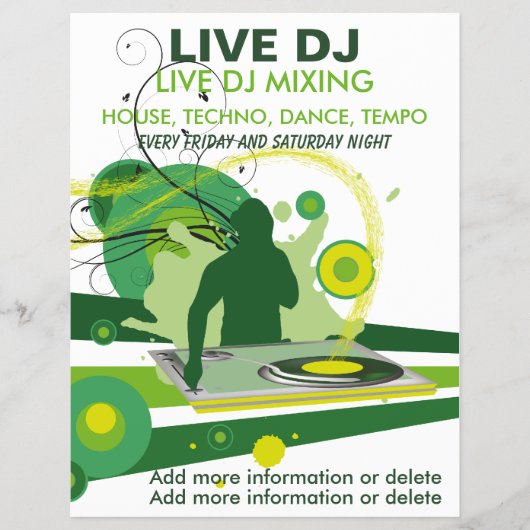 Green Grunge Live DJ Flyer (Voorkant)
