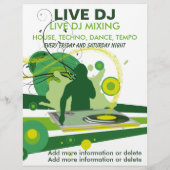 Green Grunge Live DJ Flyer (Achterkant)
