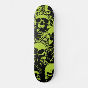 Green Grunge Skulls Skateboard