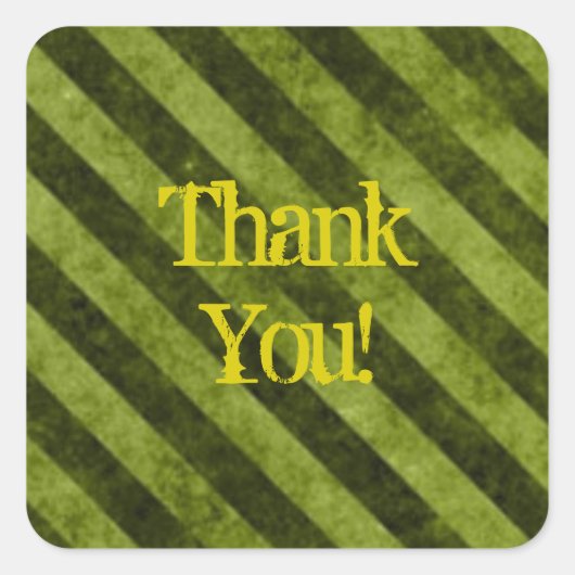 Green Grunge Stripes bedankt Vierkante Sticker (Voorkant)