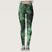 Green Grunge Textured Spandex Leggings (Voorkant)