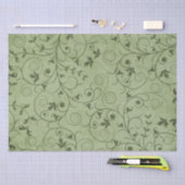 Green Grungy Floral Tissuepapier (Craft)