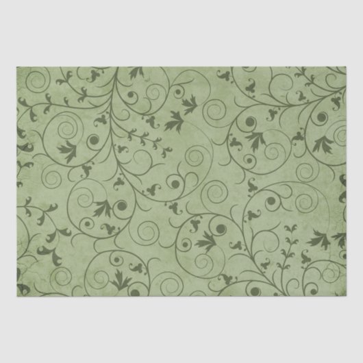 Green Grungy Floral Tissuepapier (Voorkant)