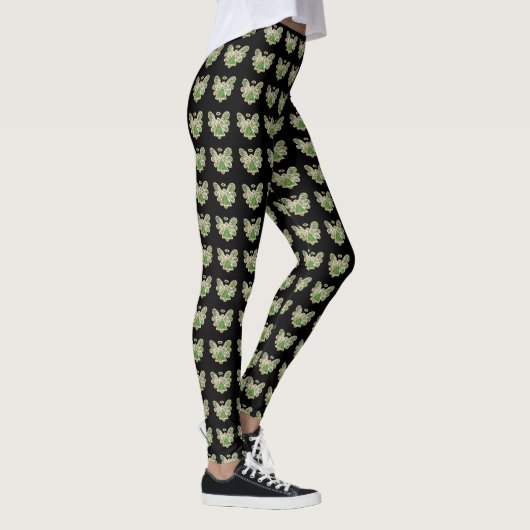 Green Guardian Angel Art Custom Holiday Leggings (Rechts)