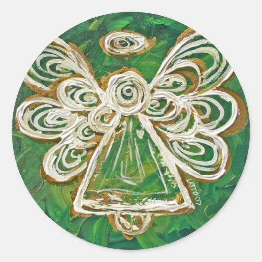 Green Guardian Angel Art Decal Stickers (Voorkant)