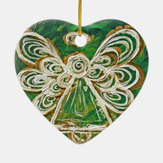Green Guardian Angel Art Holiday Ornament (Achterkant)