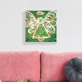 Green Guardian Angel Art Wrapped Canvas Painting (Insitu (Woonkamer))