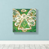 Green Guardian Angel Art Wrapped Canvas Painting (Insitu (Houten vloer))