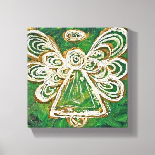 Green Guardian Angel Art Wrapped Canvas Painting (Voorkant)