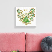 Green Guardian Angel Art Wrapped Canvas Painting (Insitu (Woonkamer))