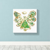 Green Guardian Angel Art Wrapped Canvas Painting (Insitu (Houten vloer))