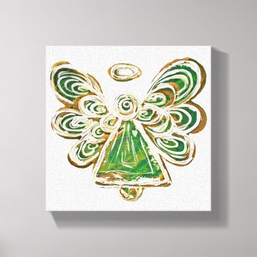 Green Guardian Angel Art Wrapped Canvas Painting (Voorkant)