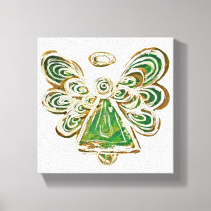 Green Guardian Angel Art Wrapped Canvas Painting Afdruk