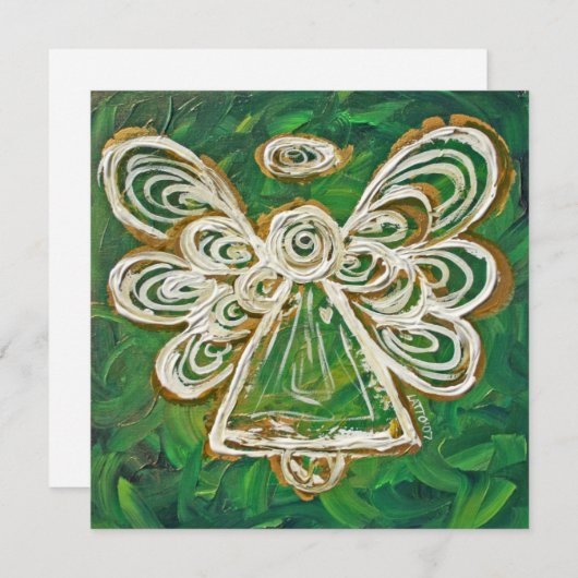 Green Guardian Angel Custom Invite of Invitation Kaart (Voorkant / Achterkant)