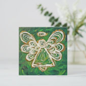 Green Guardian Angel Custom Invite of Invitation Kaart (Staand voorkant)