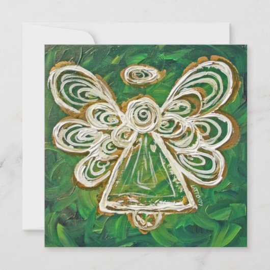 Green Guardian Angel Custom Invite of Invitation Kaart (Voorkant)