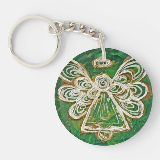 Green Guardian Angel Custom Sleutelhanger (Voorkant)