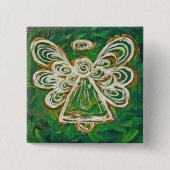 Green Guardian Angel Custom Vakantie Button Pin (Voorkant)