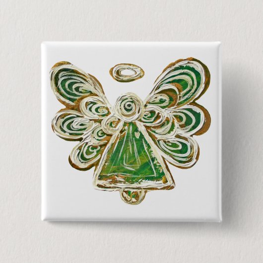 Green Guardian Angel Custom Vakantie Button Pins (Voorkant)