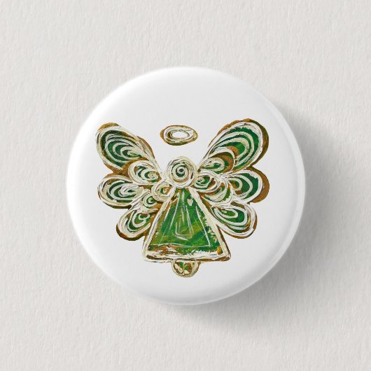 Green Guardian Angel Custom Vakantie Button Pins (Voorkant)