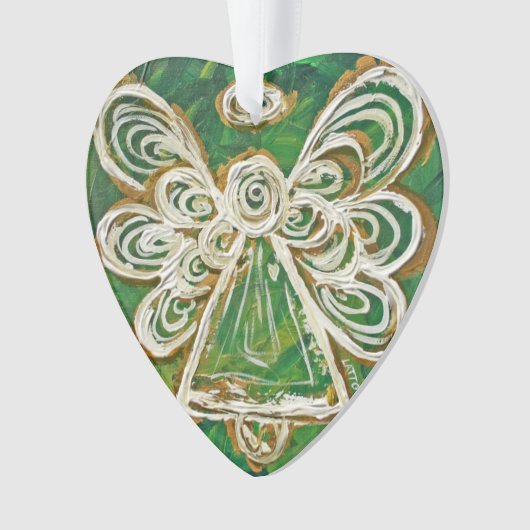 Green Guardian Angel Gift Holiday Ornament (voorkant)