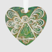 Green Guardian Angel Gift Holiday Ornament (voorkant)