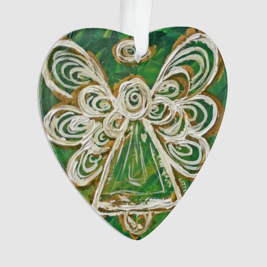 Green Guardian Angel Gift Holiday Ornament (voorkant)