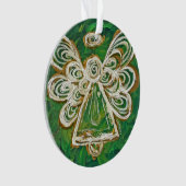 Green Guardian Angel Gift Holiday Ornament (voorkant)