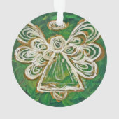 Green Guardian Angel Gift Holiday Ornament (achterkant)