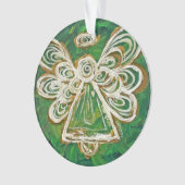 Green Guardian Angel Gift Holiday Ornament (voorkant)
