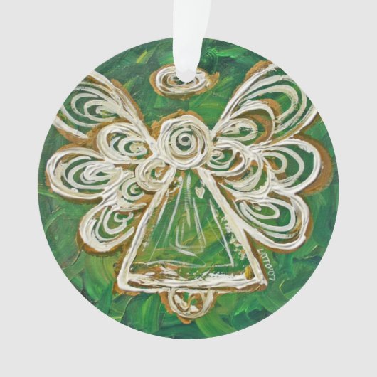 Green Guardian Angel Gift Holiday Ornament (voorkant)