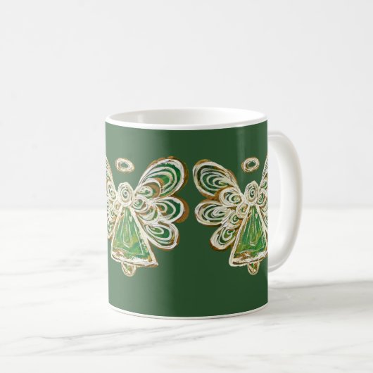 Green Guardian Angel Holiday Art Coffee Mok Cup (Voorkant rechts)